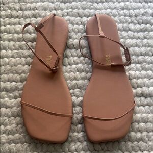 TKEES Slim-Strap Square-Toe Sandals - tan